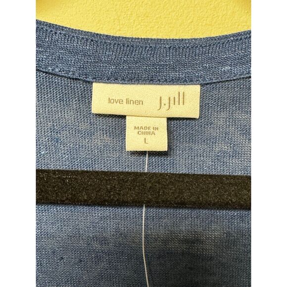 NWT J. JILL Love Linen 100% Linen V-Neck Cardigan Seaside Blue, Sz L - Picture 6 of 10
